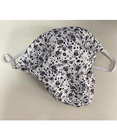 Fabric mask washable reusable 2 layers for adults from 12 years (grey flowers)