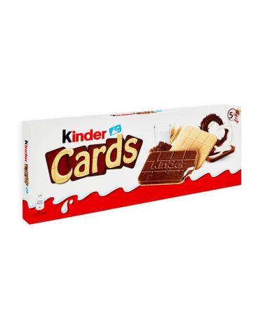 CAIYA Ferrero Kinder Cards Waffle Biscuit with Creamy Milk and Cocoa Filling Pack of 5 128g Cases