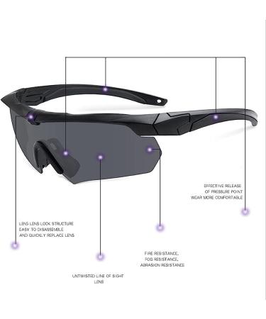 Aikertec Tactical Eyewear with 3 Interchangeable Lenses | Outdoor Glasses - Buy Online on GoSupps.com