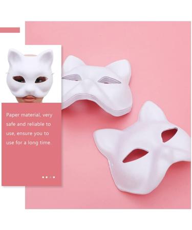 Lurrose Cat Mask Set - 4 Unpainted DIY White Fuchs Animal Masks for Halloween & Cosplay Parties - International Shipping Available - Buy Online on GoSupps.com