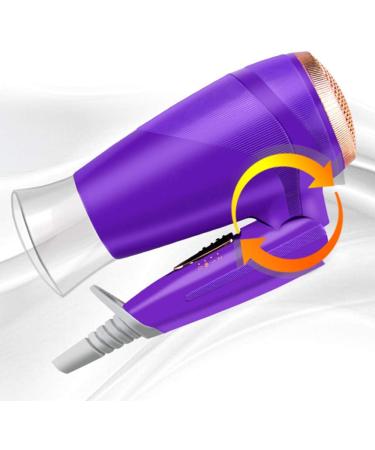 Hair Dryer 1000W Powerful Ionic Hairdryer Travel Hair Dryer Foldable Lightweight Blow Dryer Fast Drying with 3 Temperatures Overheating Protection Function Styling Nozzle for Travel and Family Purple - Buy Online on GoSupps.com