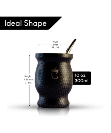 BARGRIN Mate Argentino Set for Yerba Mate - Includes Stainless Steel Bulb and a Bulb Cleaning Brush - Matte Double Wall Kit Stainless Steel Black 3D - Buy Online on GoSupps.com