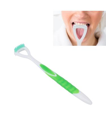 Tongue cleaner practical hygienic silicone oral brush tongue cleaner bacteria inhibitory odorless tongue scraps of safe tongue cleaners with long handle oral hygiene (green)
