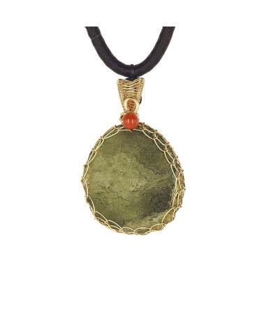 Raw Moldavite Crystal 14K Gold Plated Necklace Rough Czech Meteorite Tektite Crystal Birthstone Necklace Irregular Shape