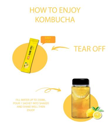 Kombucha Tea Lemon Flavor 20 Sticks with Free Shaker Bottle - Probiotics & Prebiotics - Fat & Sugar Free - Healthy Diet Drink - Buy Online on GoSupps.com