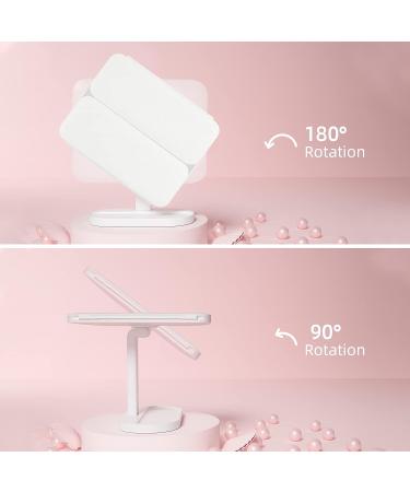 Makeup Mirror Vanity Mirror with Lights | 70 LEDs Trifold Mirror | 2X 3X 10X Magnification | Touch Control | Portable LED Mirror | White Pattern - Dual Power Supply - Buy Online on GoSupps.com