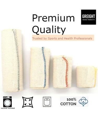 Premium Cotton Elastic Bandage Wrap - 4 Pack (Sizes 2 3 4 6) | Compression Wrap for Sprains & Injuries - International Shipping Available - Buy Online on GoSupps.com