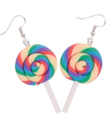 Holibanna 8 Pcs Large Dangle Earrings for Women Ear Decorations Polymer Clay Earrings Lollipop Earrings Turquoise Hoop Earrings for Women Creative Earrings Thick Circle Cane 3X5.3CMx2pcs Assorted Color 4x2pcs - Buy Online on GoSupps.com