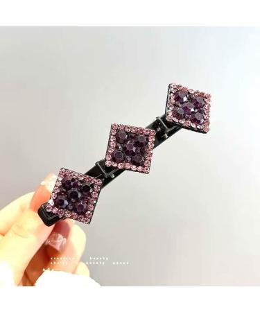 Set of 3 Sparkling Crystal Stone Braided Hair Clips | Rhinestone Hair Styling Clips for Women | Double Layer Design with 3 Small Clips | 3-Pack in Assorted Colors - Buy Online on GoSupps.com
