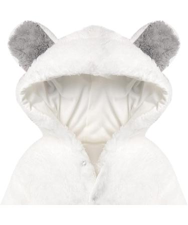 Haokaini Newborn Bear Warmer Snowsuit | Cotton Fleece Hooded Romper for Baby Girls Boys | 9-12 Months | White - Buy Online on GoSupps.com