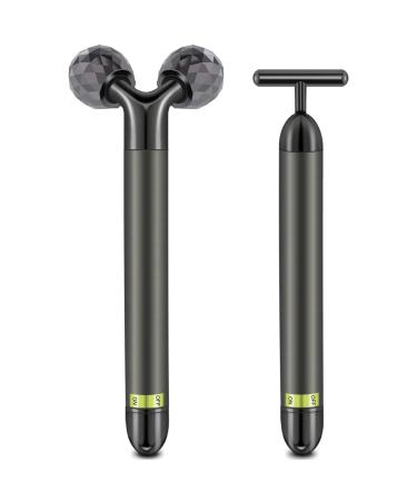 2 In 1 Face Massager Kit Electric 3D Face Roller Massager T Shape Facial Massager Set Skin Massager Tool - Buy Online on GoSupps.com
