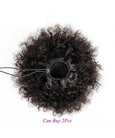 Buy 6-Inch Short Afro Puff Drawstring Ponytail - Human Hair Curly Clip-In Extensions in Natural Color - Buy Online on GoSupps.com