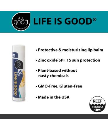 All Good Life is Good Coconut Lip Balm | SPF 15 Lip Sunscreen (3-Pack) - Buy Online on GoSupps.com