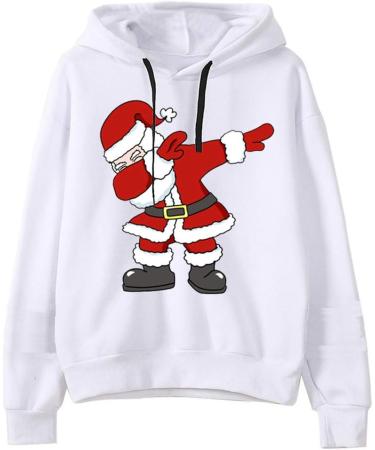 Bigfanshu Women's Dresses Christmas Print Hooded Long Sleeves Sweatshirt Pullover Tops Shirt - Buy Online on GoSupps.com