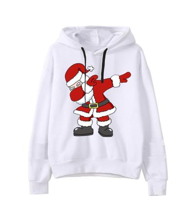 Bigfanshu Women's Dresses Christmas Print Hooded Long Sleeves Sweatshirt Pullover Tops Shirt