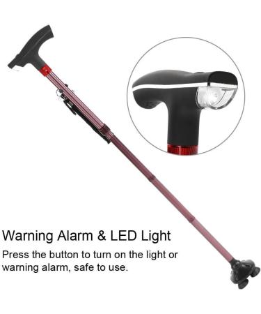 MidiLi Elderly Crutches Five-Section Foldable Aluminum T-Shaped Non-Slip Cane Lighting Light with Alarm Crutch Cane Outdoor Old Disabled Person Everything is fine - Buy Online on GoSupps.com