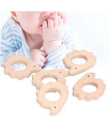 Set of 5 Natural Beech Wood Hedgehog Teething - Safe and Soothing for Baby Gums - Perfect for Teething Necklace or Bracelet - Buy Online on GoSupps.com