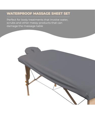 ForPro Waterproof Massage Table Cover Set - Machine Washable Fitted Sheet & Face Rest Cover, Cool Grey - Buy Online on GoSupps.com