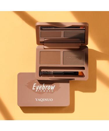 Eyebrow Powder Palette - Define & Enhance Brows | 2 Color Makeup Kit with Mirror (Light & Dark Brown - Buy Online on GoSupps.com