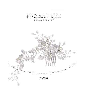 Unicra Bridal Wedding Hair Comb | Silver Rhinestone Leaf Headpiece for Women & Bridesmaids - Elegant Side Accessories - Buy Online on GoSupps.com