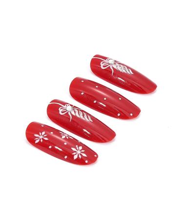 Brishow Christmas Artificial Nails - 24 Ballerina Red Press-On Acrylics for Women & Girls - Buy Online on GoSupps.com