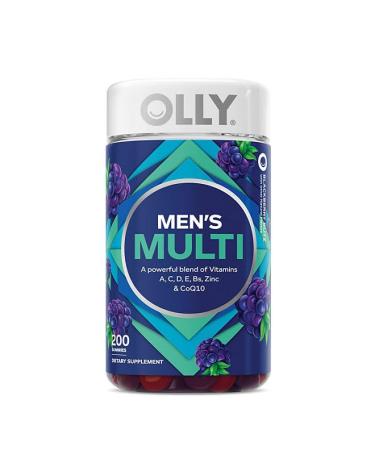 OLLY Men's Multivitamin Gummy Overall Health and Immune Support Vitamins A C D E B Lycopene Zinc Adult Chewable Vitamin BlackBerry (200)