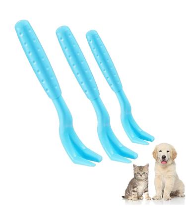 Menmamenma 3Pcs Tick Remover Tools for Dogs Plastic Tick Hooks Catch Bugs Tool Pet Care Cleaning Tools for Pet Dogs Cats Horses(Blue)