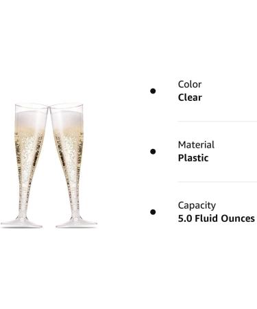 Munfix 100 Pack Plastic Champagne Flutes 5 Oz Clear Plastic Toasting Glasses Disposable Wedding Thanksgiving Party Cocktail Cups - Buy Online on GoSupps.com