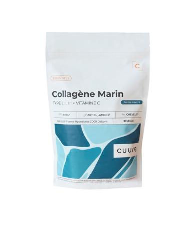Collag ne Marin Hydrolys Naticol type 1 2 & 3 + Vitamine C en Poudre - CUURE - Peptides Brevet s - Dosage Optimal 6g par Portion - 210g - Peau & Articulations - Fabriqu en France