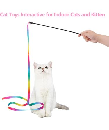 MintCat 3PCS Interactive Cat Rainbow Wand Toys - Colorful Cat String Toy, Kitten Teaser Wand for Indoor Cats - Buy Online on GoSupps.com