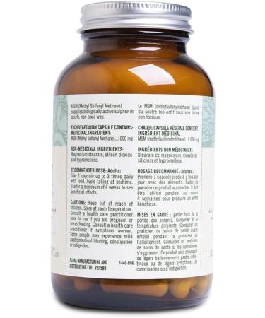 Flora Health MSM 1000 mg - Methyl Sulfonyl Methane Biologically Active Sulphur Vegan Patented and Clinically-Researched Helps to Relieve Osteoarthritic Pain 90 Vegetarian Capsules Glass Bottle 90 count (Pack of 1) - Buy Online on GoSupps.com