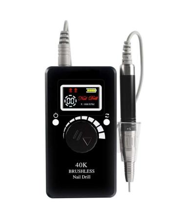 35000RPM Portable Nail Drill Machine Professional Rechargeable Electric Nail Tools for Exfoliating Grinding Nail Removing Salon Use or Home DIY Nail Buffer Manicure Pe Black