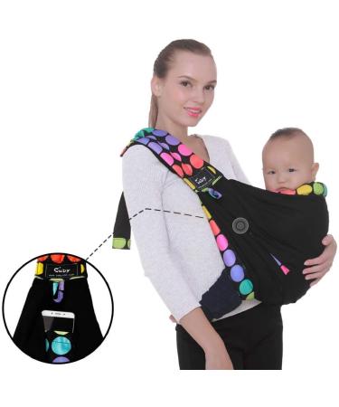 CUBY Baby Carrier Sling | Natural Cotton Adjustable Wrap for Newborn Comfort | Nursing Infant Toddler Carrier | Black Polka Dot - Buy Online on GoSupps.com