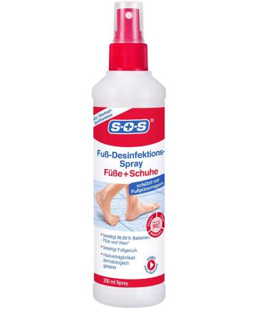 SOS foot disinfectant spray: Disinfectant spray for thorough and quick foot & shoe disinfection 1x 250ml