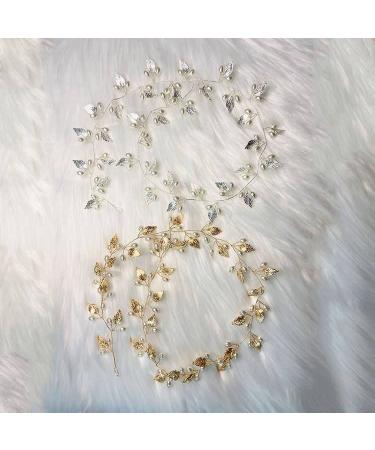 VMila Bride Leaf Pearl Hair Band - Bridal Wedding Accessories | Bridesmaid Flower Crown Headband - Prom Hair Accessory in Gold - Buy Online on GoSupps.com