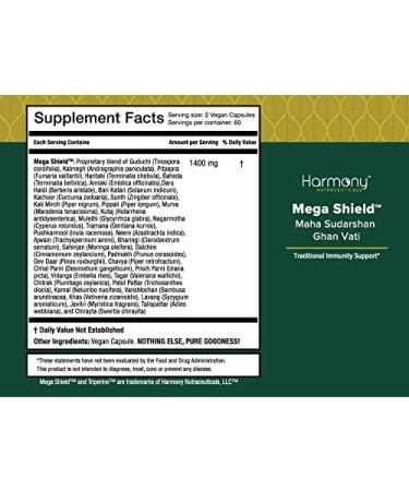 Mahasudarshan Ghan Vati Mega Shield Maha Sudarshan Ghan Vati Harmony Nutraceuticals Pure Ayurveda 120 Vegan Capsules - Buy Online on GoSupps.com