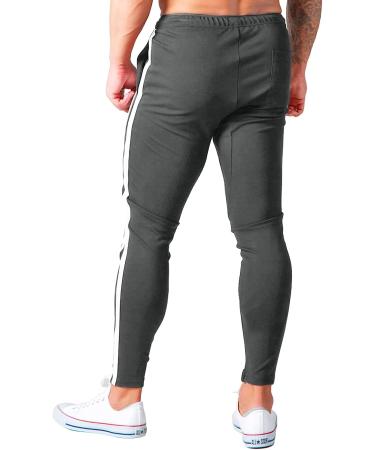 CANGHPGIN Men's Slim Fit Black Joggers with Pockets - Dark Grey, Small - Buy Online on GoSupps.com
