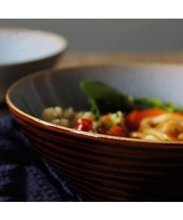 Northern Europe Japanese Style Retro Ceramic Soup Bowl 8 Inch Fruit Salad Bowl Creative Household Round Ramen Bowl Tableware Kitchenware Onecolor - Buy Online on GoSupps.com