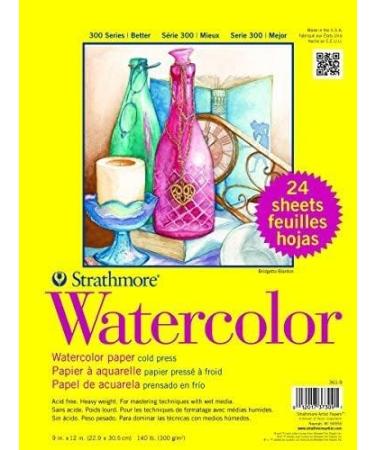 Strathmore 300 Series Watercolor Paper Pad 9x12 - 24 Sheets, 140lb/300g - Ideal for Watercolors, Mixed Media, Markers - Artist Paper for Adults & Students - Buy Online on GoSupps.com
