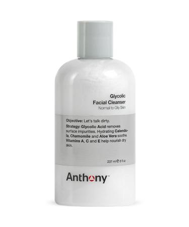 Anthony Glycolic Facial Cleanser for Men   Daily Cleansing Face Wash and Shave Prep   Hydrating  Exfoliating  and Gentle on Sensitive Skin   Non-foaming  8 Fl. Oz 8 Fl Oz (Pack of 1)