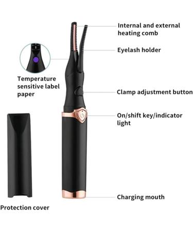 Electric Eyelash Curler Heated Eyelash Curler Electric Rechargeable Long Lasting Lash Curler for Makeup Black - Buy Online on GoSupps.com