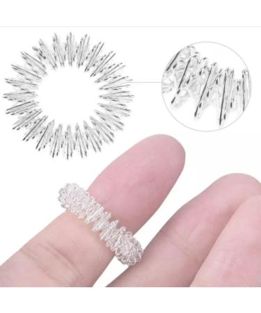 2-Piece Stainless Steel Massage Ring Set - Acupressure Finger Rings to Boost Blood Circulation - Silver - Buy Online on GoSupps.com
