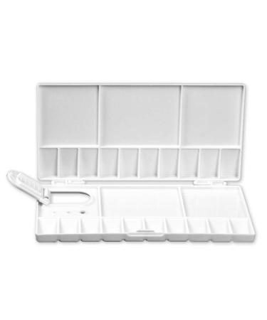 Mifuner Portable White Watercolor Paint Palette Case Folding Palette Box 20 Wells for Watercolor Gouache Acrylic and Oil Paint with 5 Mixing Areas Palette M