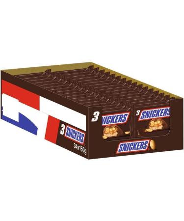 SNICKERS - Milk chocolate peanuts and caramel bar - 3 individual bars of 50g - 150g - Buy Online on GoSupps.com