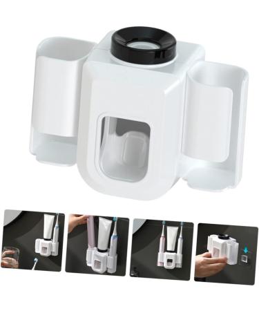 Zerodeko Toothpaste Holder & Toothbrush Organizer - 4 Slot Wall-Mounted Dispenser | Reusable Toothpaste Rack | TPE Material | White | 12.5x9x5.5cm - Buy Online on GoSupps.com