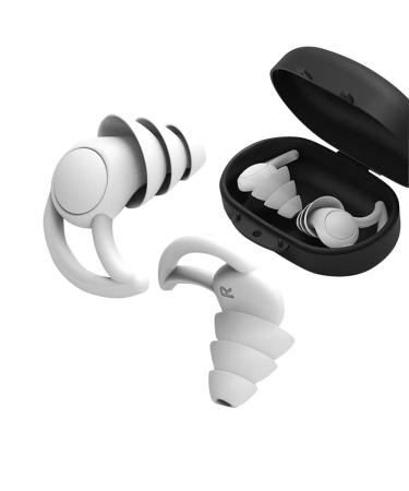 2 Pairs Earplugs For Sleep Noise Reduction - Reusable Comfortable Silicone Ear Plugs for Sleep Noise Canceling or Swimming airplane Travel with storage case (2 Pairs White)