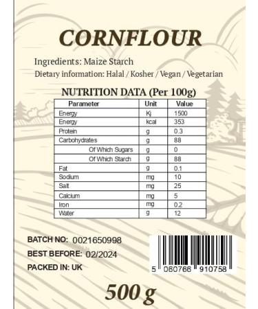 Bakers Street | Cornflour 10X500g (5Kg) | Native maize starch | Cooking Thickener | Premium Quality | Suitable For Vegetarians & Vegans | Halal Certified - Buy Online on GoSupps.com