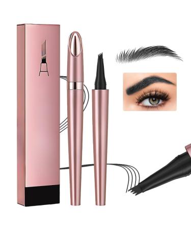 Microblading Eyebrow Pen 2024 New 3D Waterproof Microblading Eyebrow Pencil 4-Tip Waterproof Eyebrow Pen Natural Makeup Long-Lasting Fine Stroke Magic Eyebrow Pencil (Black)
