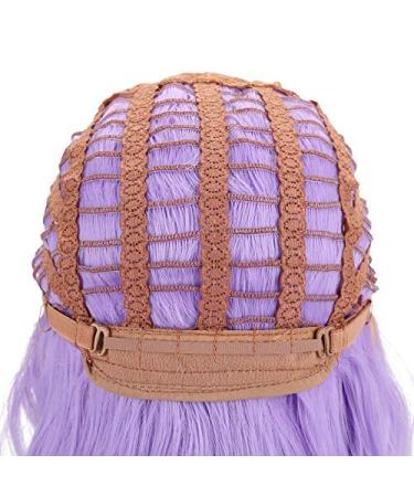 FAELBATY Short Purple Wavy Wig with Air Bangs - Shoulder Length Synthetic Halloween Cosplay Wig for Women - Curly Wavy Style for Girls (12 Purple) - Buy Online on GoSupps.com