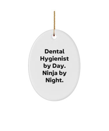 Dental Hygienist Gifts: Oval Ornament Funny Quote Christmas Memorable Present Gifts from Friends Dental Hygienist by Day. Ninja by Night.